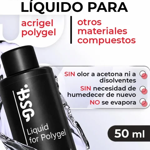 BSG Polygel Liquid – Líquido para Polygel, Acrygel y Geles de Construcción, 50 ml