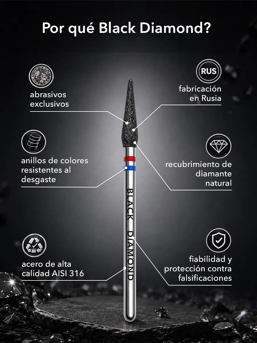 Magic Bits BLACK DIAMOND Fresa de Diamante Llama con Punta Redondeada 2,1 mm - Imagen 4
